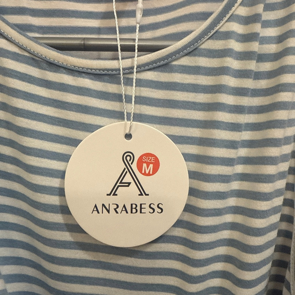 Women's ANRABESS Blue White Striped Sleeveless Maxi Dress M - Picture 2 of 4